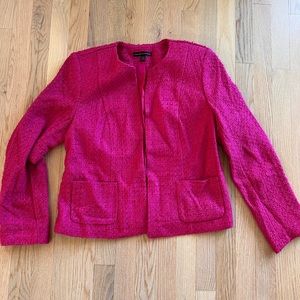 Pink Collarless Tweed Jacket - size M
